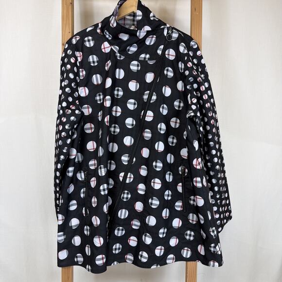 UBU Jackets & Blazers - Vintage Y2K UBU Black White Polka Dot Reversible Raincoat #1297 Size 3X